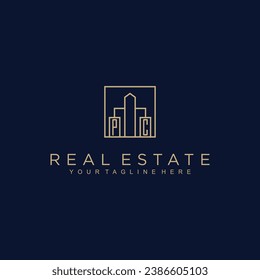 Iniciales Diseño del logotipo del vector inmobiliario Logo del inmobiliario Logo del inmueble Logo del Home