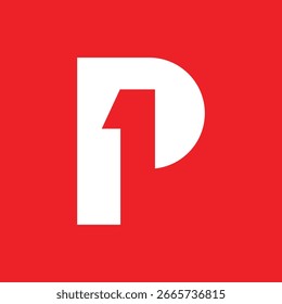 Iniciais vermelho P1 logotipo design empresa vetor modelo
