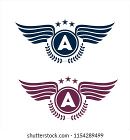 A initials royal wings emblem illustration 