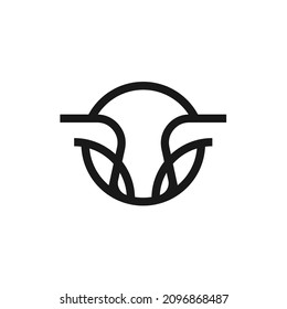 Initialen RR mit Bull Cow Buffalo Head Logo Design Inspiration