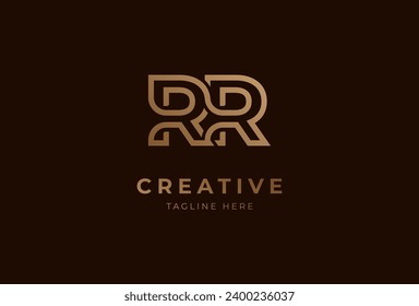 initials RR logo. monogram logo design combination of letters RR in gold color. usable for brand and business logos. flat design logo template element