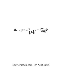 Initials RU calligraphy lettering beauty symbol