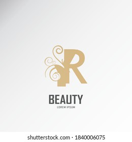 the initials ry, yr logo is gold, inspired by the logo of luxury combined with curved signature lines.