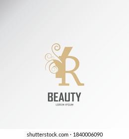 el logotipo de las iniciales ry, yr es dorado, inspirado en el logotipo del lujo combinado con líneas de firma curvadas.