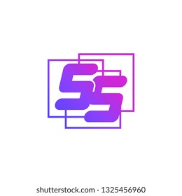 The initials S and S colored gradient combination of blue and pink. SS vector design logo