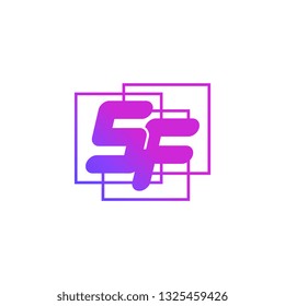 The initials S and F colored gradient combination of blue and pink. SF vector design logo