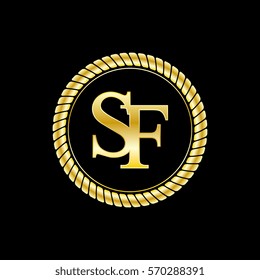 initials s and f logo luxurious golden letters with gold rope