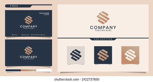 Initials S financial design element with business card template