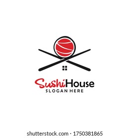 Initials S and the house for the sushi restaurant logo.Japanese Sushi Seafood logo design inspiration