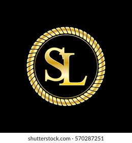 initials s and l logo luxurious golden letters with gold rope