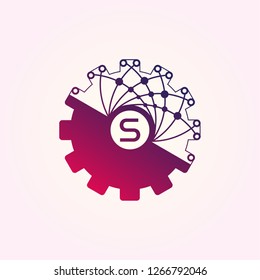 initials S letter , Circuit and Gear icon templates, vector logo technology for business corporate , elements, illustrations
