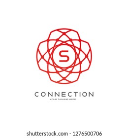initials S letter, Circuits icons template, vector logo technology for business corporate, elements, illustration