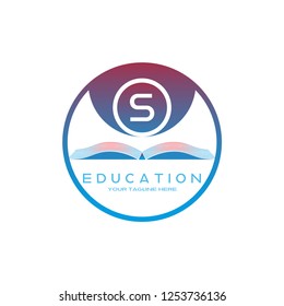 initials S letter , Education logo, creative vector logo design,education icon,emblem shapes,illustration element