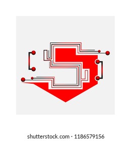 initials S logo, circuit board icon templates , vector logo technology for business corporate, elements , symbol concept illustration , abstract chip sign - vector 