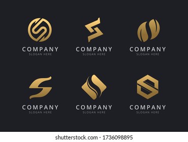 Initials S logo template with a golden style color for the company