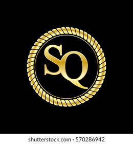 initials s and q logo luxurious golden letters with gold rope