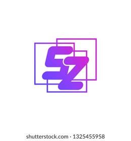 The initials S and Z colored gradient combination of blue and pink. SZ vector design logo