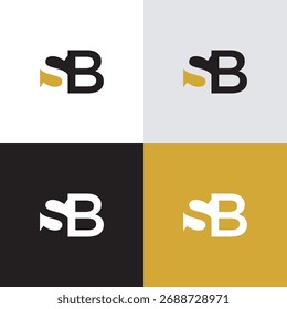 initials sb in black and gold	