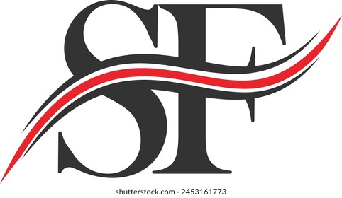 Initials SF letters logo design. SF monogram logo design. FS logo template vector red and black color best company icon design. FS iconic brand logo design.