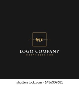 Initials signature letters MO linked inside minimalist luxurious square line border vector logo gold color design for brand, identity, invitations, hotel, boutique, jewelry, photography, company signs