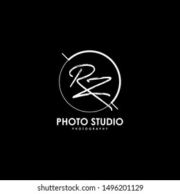 Initials signature letters RZ linked inside minimalist luxurious photography.