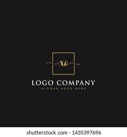 Initials signature letters XO linked inside minimalist luxurious square line border vector logo gold color design for brand, identity, invitations, hotel, boutique, jewelry, photography, company signs
