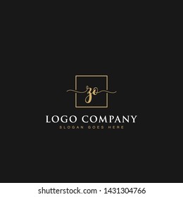Initials signature letters ZO linked inside minimalist luxurious square line border vector logo gold color design for brand, identity, invitations, hotel, boutique, jewelry, photography, company signs