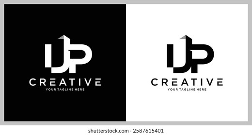 initials UP simple black and white color