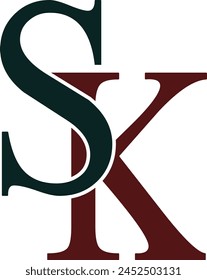 Iniciales Letras SK diseño de logotipo. Descarga Libre de regalías del Vector de la Plantilla del logotipo de la letra de SK. Monograma de la empresa con logotipo de letras KS.