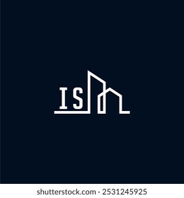 initials a sleek and modern logo showcases abstract architectural shapes, emphasizing creativity and innovation in building design against a dark background