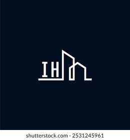 Initialen ein schlankes und modernes Logo präsentiert abstrakte architektonische Formen, die Kreativität und Innovation im Gebäudedesign auf dunklem Hintergrund betonen