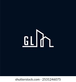 Un logotipo elegante y moderno muestra Formas arquitectónicas abstractas, enfatizando la creatividad y la innovación en el diseño de edificios contra un fondo oscuro