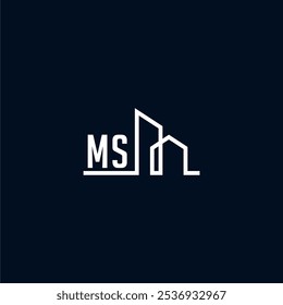 Un logotipo elegante y moderno muestra Formas arquitectónicas abstractas, enfatizando la creatividad y la innovación en el diseño de edificios contra una oscuridad