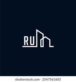 iniciais um logotipo moderno e elegante mostra formas arquitetônicas abstratas, enfatizando a criatividade e inovação no design de edifícios contra um escuro