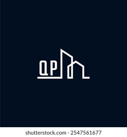 Un logotipo elegante y moderno muestra Formas arquitectónicas abstractas, enfatizando la creatividad y la innovación en el diseño de edificios contra una oscuridad
