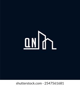 Un logotipo elegante y moderno muestra Formas arquitectónicas abstractas, enfatizando la creatividad y la innovación en el diseño de edificios contra una oscuridad