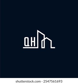 Un logotipo elegante y moderno muestra Formas arquitectónicas abstractas, enfatizando la creatividad y la innovación en el diseño de edificios contra una oscuridad