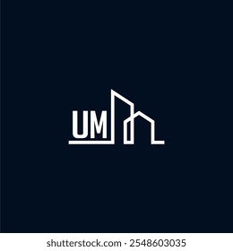 Initialen ein schlankes und modernes Logo präsentiert abstrakte architektonische Formen, die Kreativität und Innovation in der Baugestaltung gegen eine dunkle