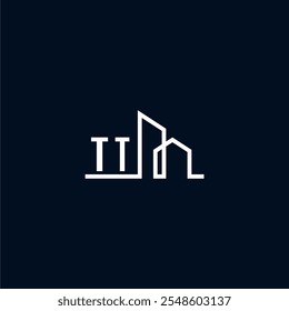 initials a sleek and modern logo showcases abstract architectural shapes, emphasizing creativity and innovation in building design against a dark