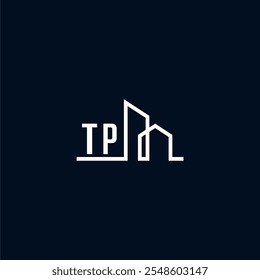 Un logotipo elegante y moderno muestra Formas arquitectónicas abstractas, enfatizando la creatividad y la innovación en el diseño de edificios contra una oscuridad