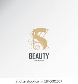 el logotipo de las iniciales sr, rs es oro, inspirado en el logotipo del lujo combinado con líneas de firma curvadas.