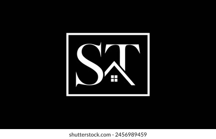 Initials ST roof real estate logo design