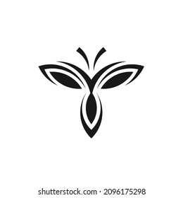 Initialen T-Schmetterling-Blätter Logo-Design-Inspiration