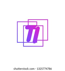 The initials T and I colored gradient combination of blue and pink. TI vector design logo