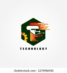 Initials T letter, Circuit with Gear icon template, vector logo technology for business corporate, elements, illustrations