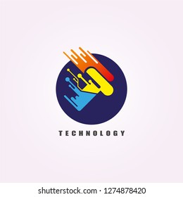 Initials T letter, Circuit icon template, vector logo technology for business corporate, elements, illustrations