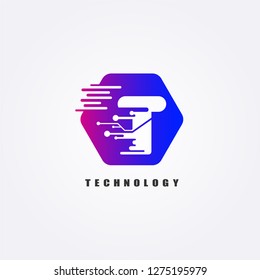 Initials T letter, Circuit icon template, vector logo technology for business corporate, elements, illustrations