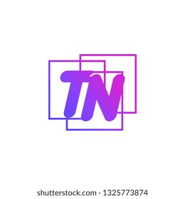 The initials T and N colored gradient combination of blue and pink. TN vector design logo