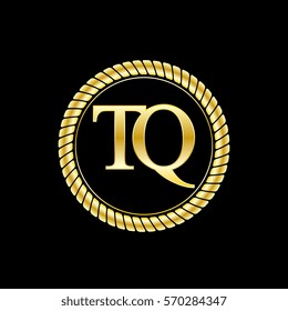 initials t and q logo luxurious golden letters with gold rope