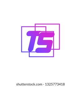 The initials T and S colored gradient combination of blue and pink. TS vector design logo